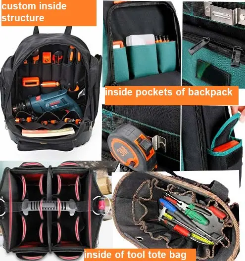 custom inside of tool backpack,tool totes