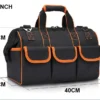 open tote tool bag with top handle and shoulder strap