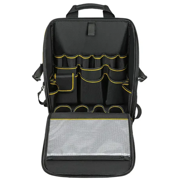Lots of pockets in electrician backpack Lots of pockets in electrician backpack