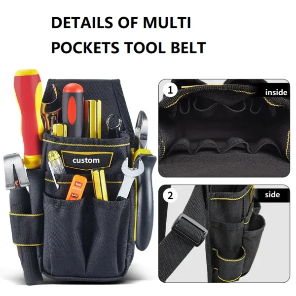 15-pocket tool belt pouch with tools