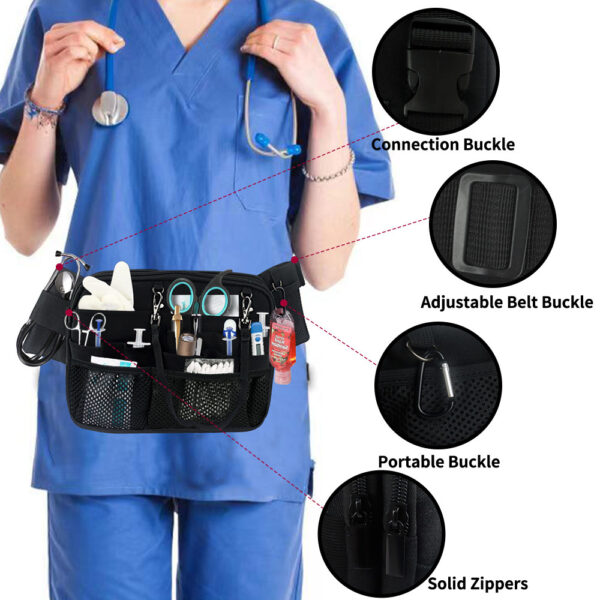 13-Pocket Medical Organizer with Top Zipper Compartment, Stethoscope Loop, D-Ring Carabiner | customized nurse bags manufacturer 13-Pocket Medical Organizer with Top Zipper Compartment, Stethoscope Loop, D-Ring Carabiner | customized nurse bags manufacturer