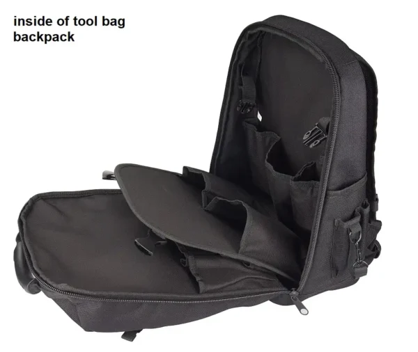 many pockets in tool backpack