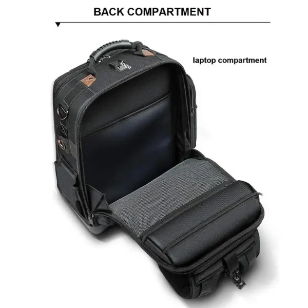 laptop compartment of tool backpack,shock-proof sheet for laptop,transparent files pockets