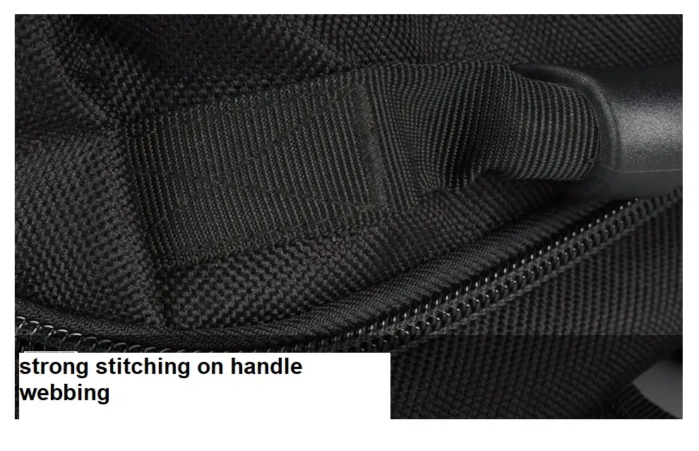 bartack,strong stitching on handle for tool backpack